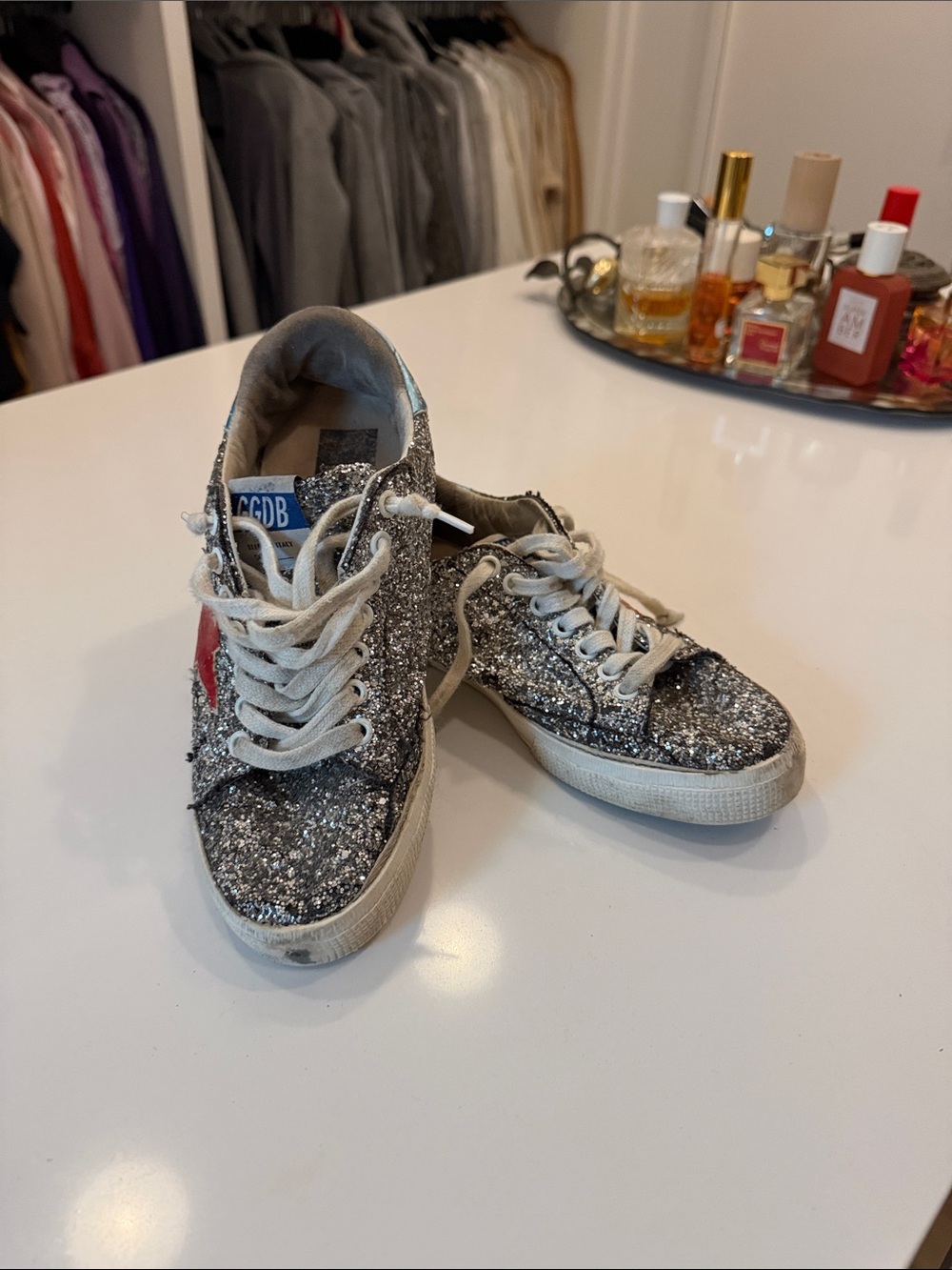 Authentic Golden Goose low top glitter sneakers